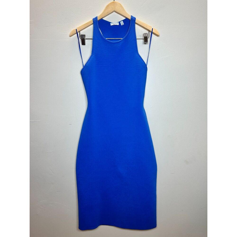 ALC Women's Size L Blue Cross Back Sleeveless Midi Dress EUC